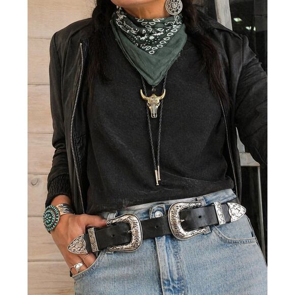 B-Low The Belt Double Buckle Leather Western Belt Silver Hardware Ranch Festival